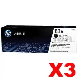 3 x HP CF283A (83A) Genuine Black Toner Cartridge - 1,500 Pages