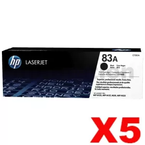 5 x HP CF283A (83A) Genuine Black Toner Cartridge - 1,500 Pages