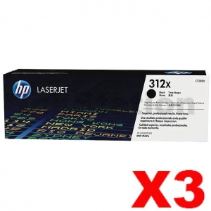 3 x HP CF380X (312X) Genuine Black High Yield Toner Cartridge - 4,400 Pages