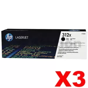 3 x HP CF380X (312X) Genuine Black High Yield Toner Cartridge - 4,400 Pages