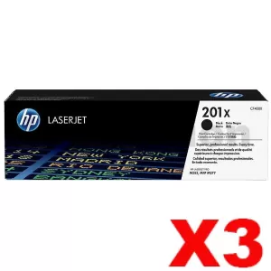 3 x HP CF400X (201X) Genuine Black Toner Cartridge - 2,800 Pages