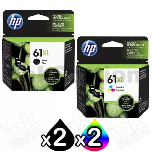 4 Pack HP 61XL Genuine High Yield Inkjet Cartridges CH563WA + CH564WA [2BK,2CL]