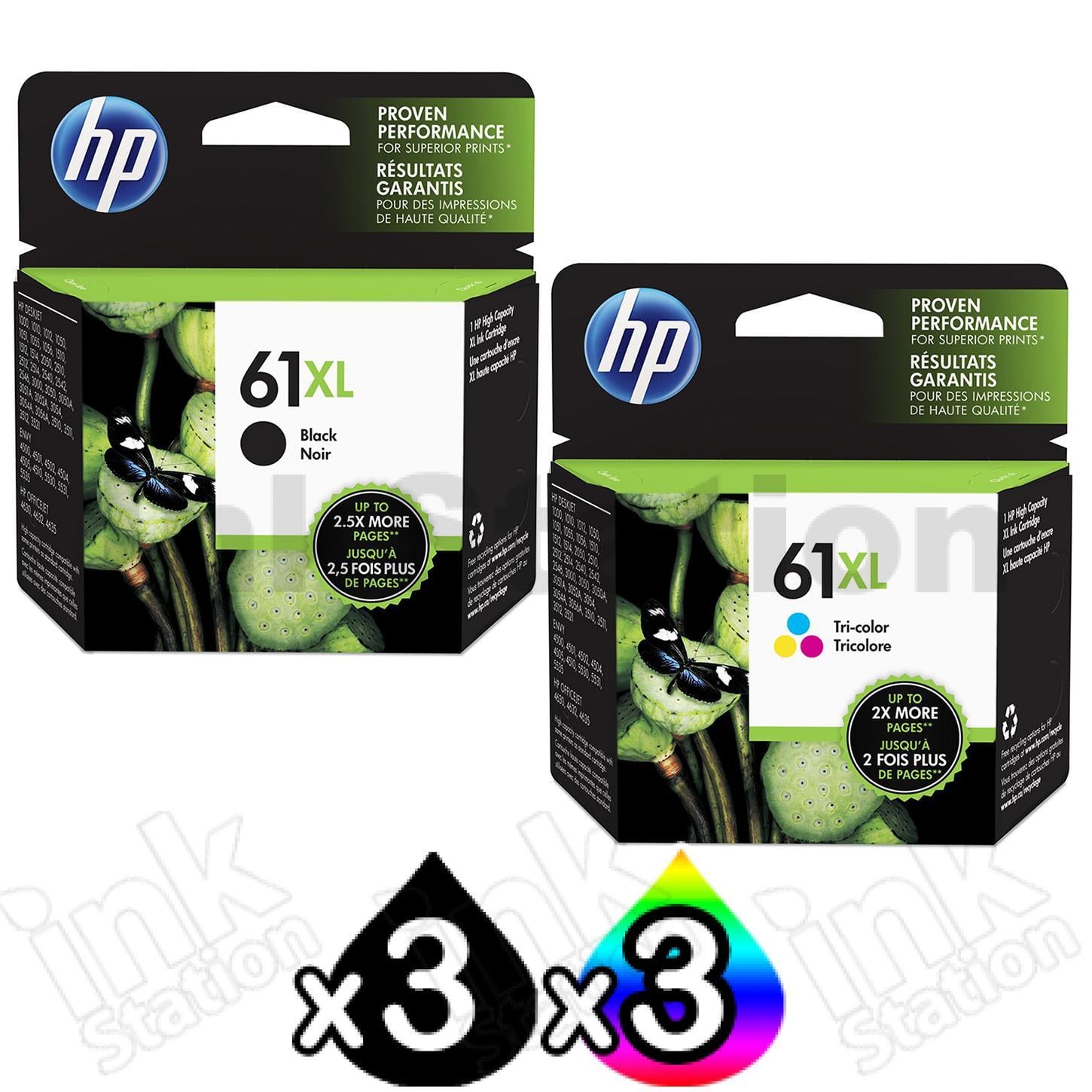 HP 6 Pack 61XL Genuine High Yield Inkjet Cartridges CH563WA + CH564WA ...