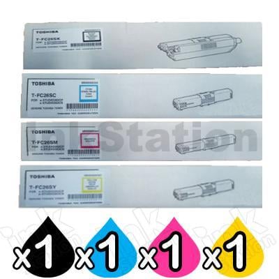 Toshiba 4-Pack Genuine e-Studio 262CS, 263CS Toner Cartridge TFC26S Combo  [1BK,1C,1M,1Y] - Toner Cartridges - Ink Station