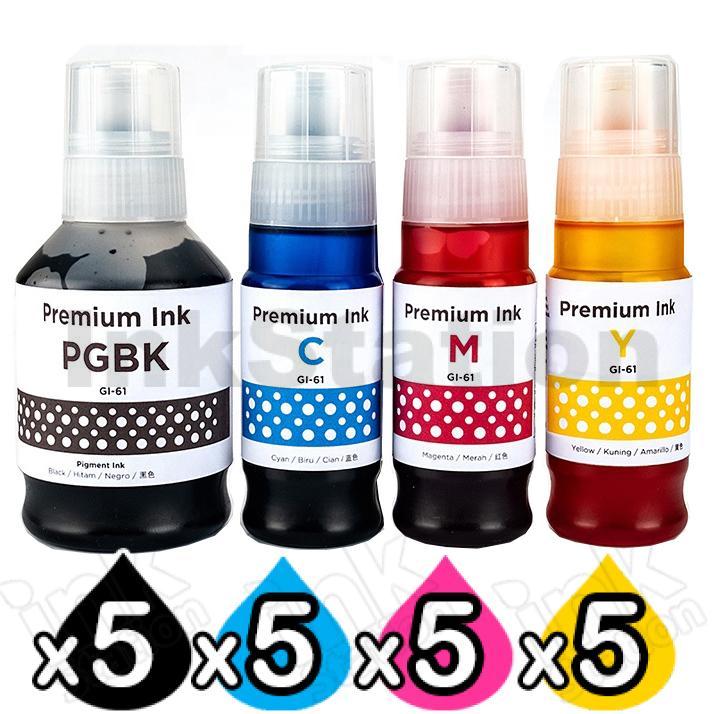 Canon 20Pack Compatible GI61 Ink Bottle [5BK,5C,5M,5Y] Ink
