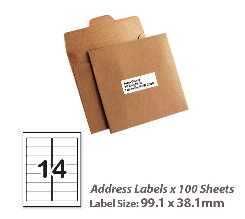White Self Adhesive Paper Address Mailing Laser Inkjet Sticker Labels 99 1 X 38 1mm 14 Labels Per Sheet Ink Station