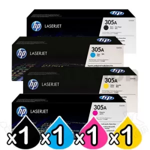 4 Pack HP CE410A-CE413A (305A) Genuine Toner Cartridges [1BK,1C,1M,1Y]