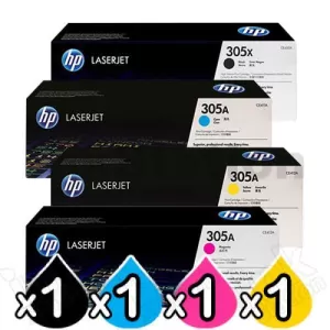 4 Pack HP CE410X-CE413A (305X/305A) Genuine Toner Cartridges [1BK,1C,1M,1Y]