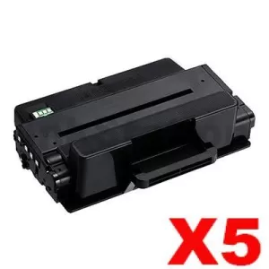 5 x Compatible Samsung ML-3310/ ML-3710/ SCX-4833/ SCX-5637/ SCX5737 (MLT-D205L 205) Black High Yield Toner SU965A - 5,000 pages