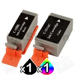 2 Pack Canon BCI-15BK BCI-16C Compatible Value Pack for i70, i80, PIXMA iP90, iP90V [1BK,1C]