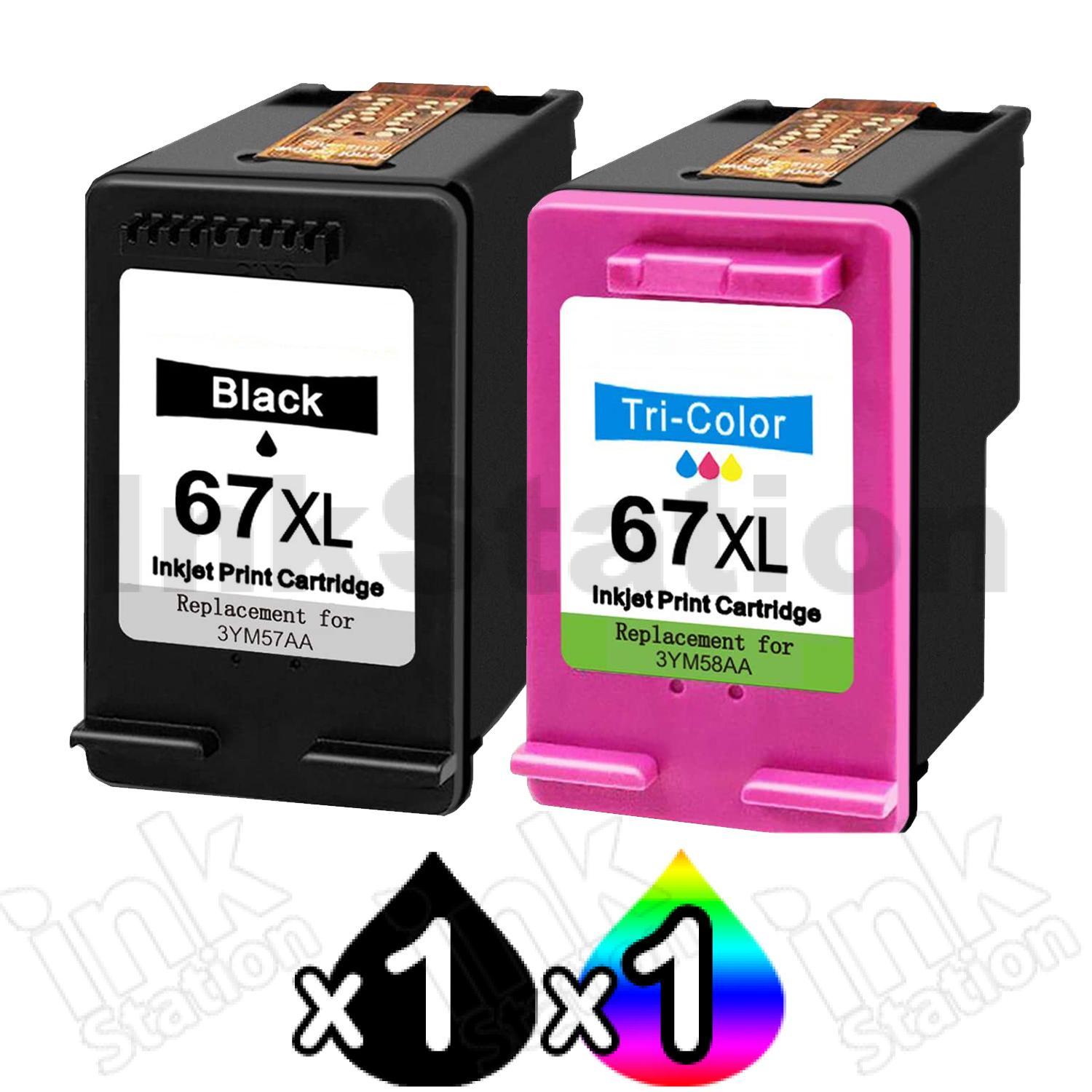 Hp 2 Pack 67xl Compatible High Yield Inkjet Cartridges 3ym57aa 3ym58aa 1bk1cl Ink 