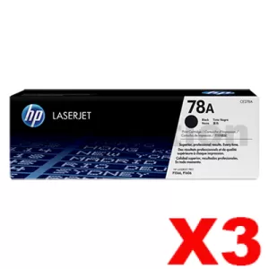 3 x HP 78A CE278A Genuine Black Toner Cartridge - 2,100 Pages