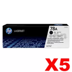 5 x HP 78A CE278A Genuine Black Toner Cartridge - 2,100 Pages