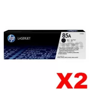 2 x HP CE285A (85A) Genuine Black Toner Cartridge - 1,600 Pages