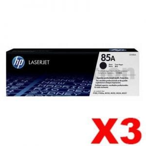3 x HP CE285A (85A) Genuine Black Toner Cartridge - 1,600 Pages