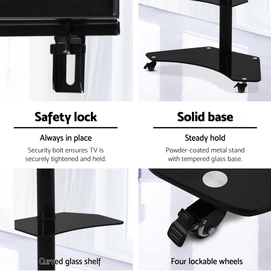 Portable TV Floor Stand Bracket Mount Swivel Height Adjustable for 32 ...