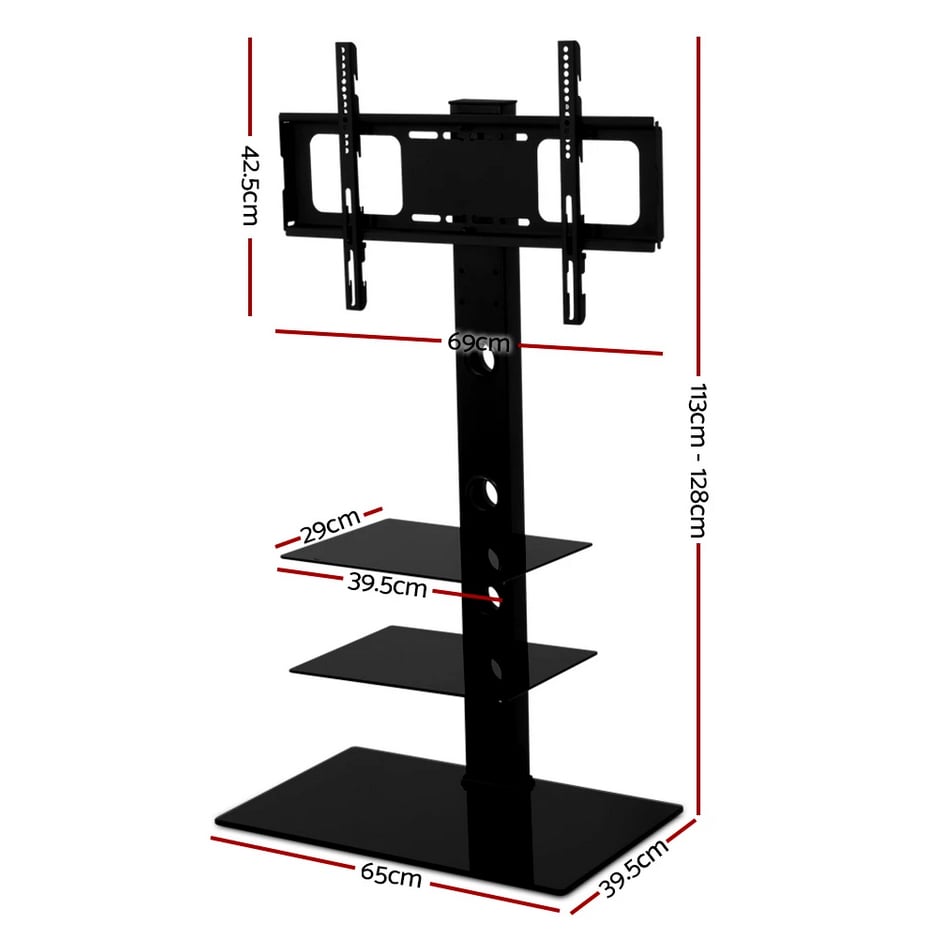 3 Tier TV Floor Stand Bracket Mount Swivel Height Adjustable for 32 to