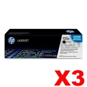 3 x HP CB540A (125A) Genuine Black Toner Cartridge - 2,200 Pages