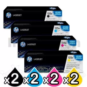 2 set of 4 Pack HP CB540A-CB543A (125A) Genuine Toner Cartridges [2BK,2C,2M,2Y]