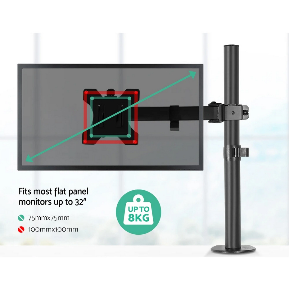 Monitor Desk Mount Bracket Full Motion Adjustable Single Arm for