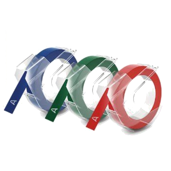 Dymo 1741671 Genuine Red Green Blue Embossing Label Cassette 9mm x 3m