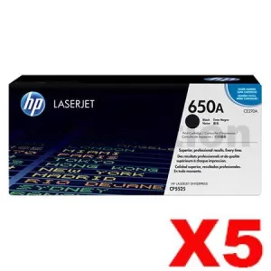 5 x HP CE270A (650A) Genuine Black Toner Cartridge  - 13,500 Pages