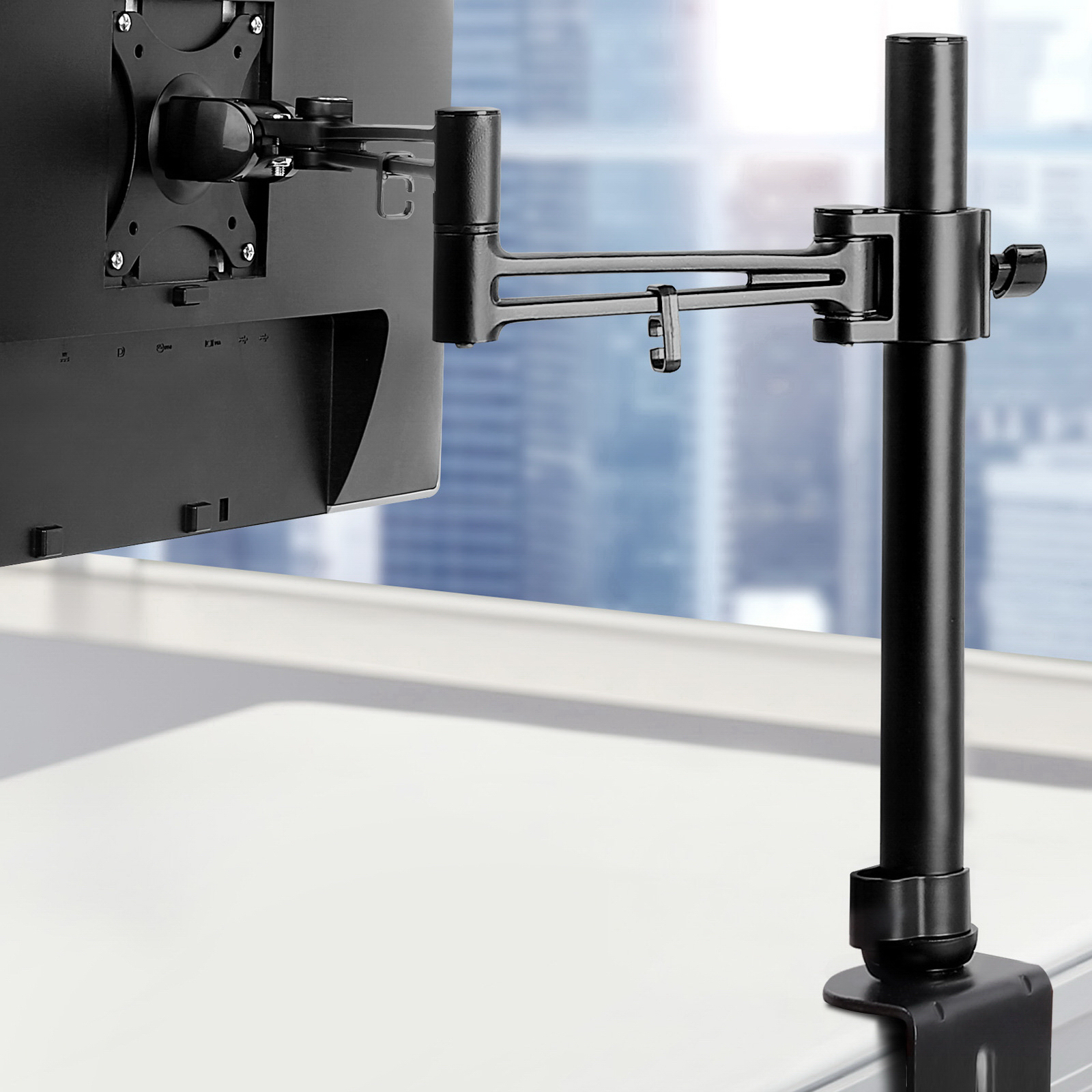 Monitor Desk Mount Bracket with Single Arm Black for 1030" Monitor