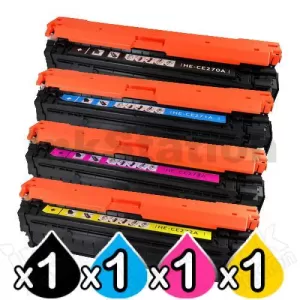 4 Pack HP CE270A-CE273A (650A) Compatible Toner Cartridges [1BK,1C,1M,1Y]