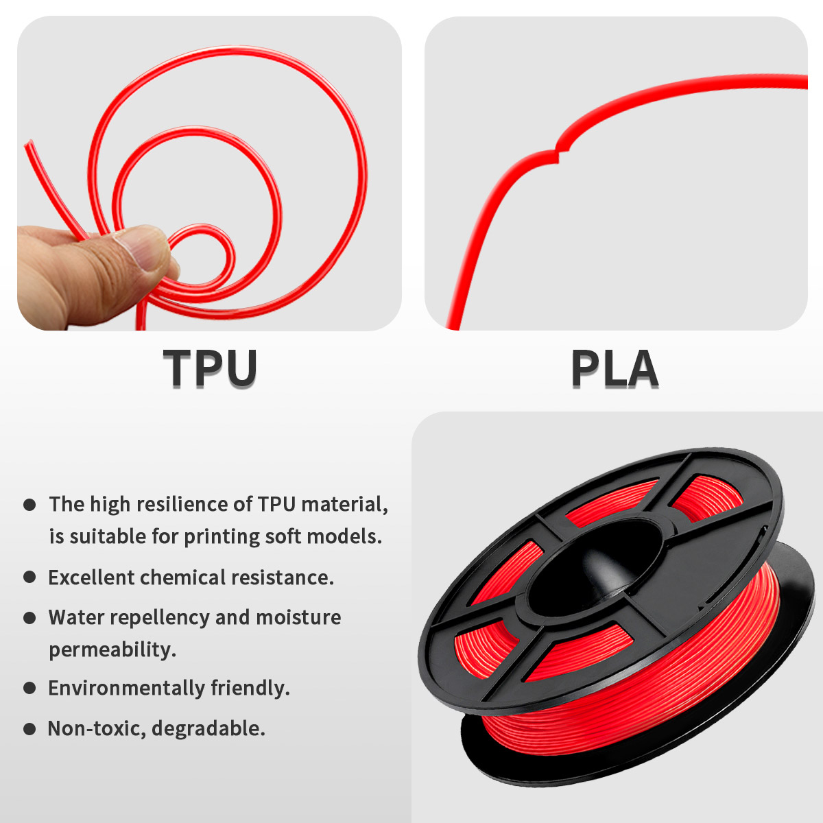 1 x TPU 3D Filament 1.75mm Red 0.5KG Ink Station
