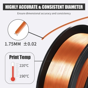 Silk PLA+ 3D Filament 1.75mm Copper - 1KG/Roll - InkStation