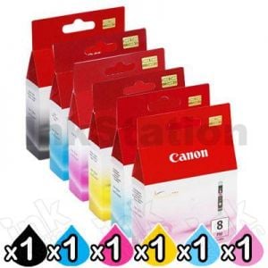 6-Pack Genuine Canon CLI-8BK/C/M/Y/PC/PM Inkjet Cartridges [1PBK,1C,1M,1Y,1PC,1PM]
