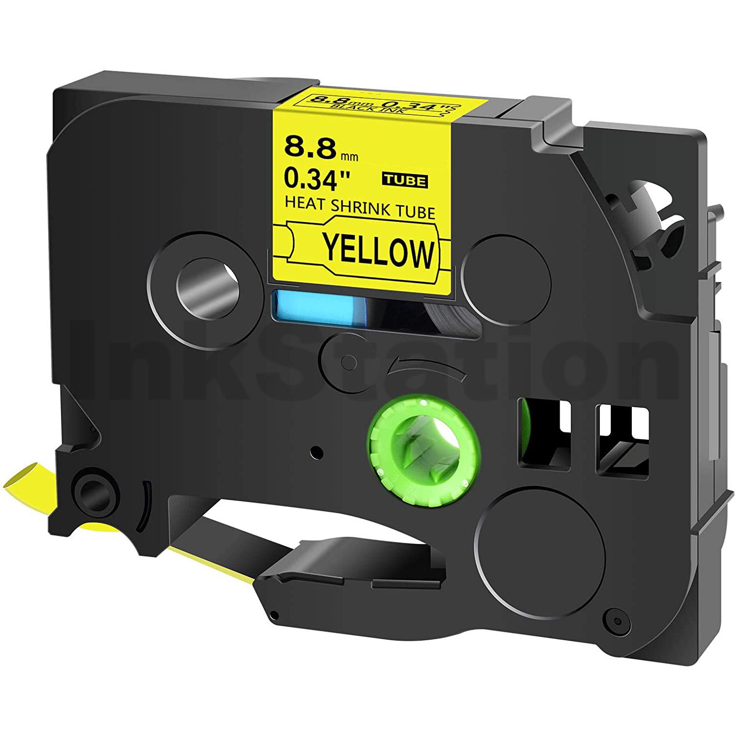 Brother HSe-621 Compatible 8.8mm Black Text on Yellow Heat Shrink Tube ...
