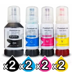 8-Pack Compatible for Epson T542 Ink Bottle Combo [2BK+2C+2M+2Y]