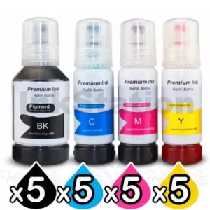 20-Pack Compatible for Epson T542 Ink Bottle Combo [5BK+5C+5M+5Y]