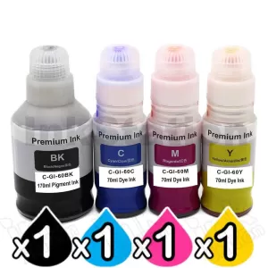 4-Pack Compatible Canon GI60 Ink Bottle [1BK,1C,1M,1Y]