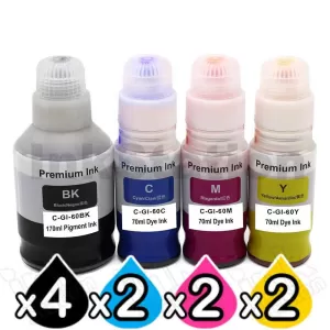 10-Pack Compatible Canon GI60 Ink Bottle [4BK,2C,2M,2Y]
