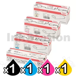 4 Pack OKI Genuine C650 C650dn Toner Cartridge Combo YA8001-1088G036 - YA8001-1088G033 [1BK,1C,1M,1Y]