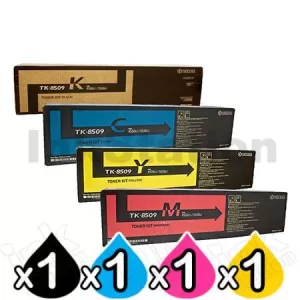 4 Pack Genuine Kyocera TK-8509 Toner Cartridges TASKalfa 4550ci, TASKalfa 4551ci, TASKalfa 5550ci, TASKalfa 5551ci [1BK,1C,1M,1Y]