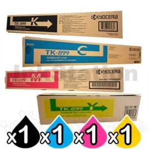 4 Pack Genuine Kyocera TK-899 Toner Cartridges FS-C8020MFP, FS-C8025MFP, FS-C8520MFP, FS-C8525MFP [1BK,1C,1M,1Y]