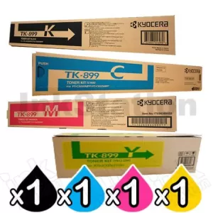 4 Pack Genuine Kyocera TK-899 Toner Cartridges FS-C8020MFP, FS-C8025MFP, FS-C8520MFP, FS-C8525MFP [1BK,1C,1M,1Y]