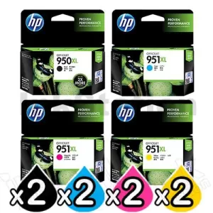 2 sets of 4 Pack HP 950XL + 951XL Genuine Inkjet Cartridges CN045AA - CN048AA [2BK,2C,2M,2Y]