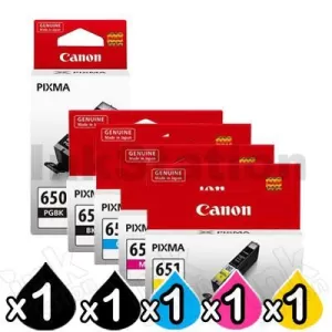 5 Pack Canon PGI-650 CLI-651 Genuine Inkjet Cartridges [1BK,1PBK,1C,1M,1Y]