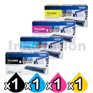 4 Pack Genuine Brother TN-240 Toner Cartridges Combo [1BK,1C,1M,1Y]