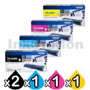 5 Pack Genuine Brother TN-240 Toner Cartridges Combo [2BK,1C,1M,1Y]