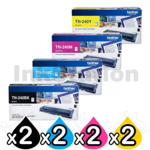 2 Sets of 4-Pack Genuine Brother TN-240 Toner Cartridges Combo [2BK,2C,2M,2Y]