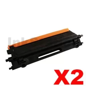 2 x Compatible Brother TN-155BK Black Toner Cartridge - 5,000 pages (TN155 is High Capacity Version of TN150)
