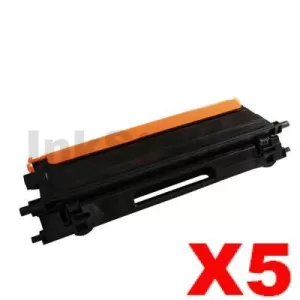 5 x Compatible Brother TN-155BK Black Toner Cartridge - 5,000 pages (TN155 is High Capacity Version of TN150)
