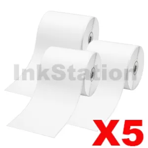 5 x Genuine Brother RD-S01C2 Black Text on White Label Roll 3PK Continuous 102mm x 42.8m  (15 Rolls in total)