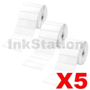 5 x Genuine Brother RD-S04C1 Black Text on White Die Cut Label Roll 3PK 76mm x 25mm - 1500 labels per roll (15 Rolls in total)