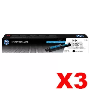 3 x HP 143A W1143A Genuine Black Toner Reload Kit - 2,500 Pages